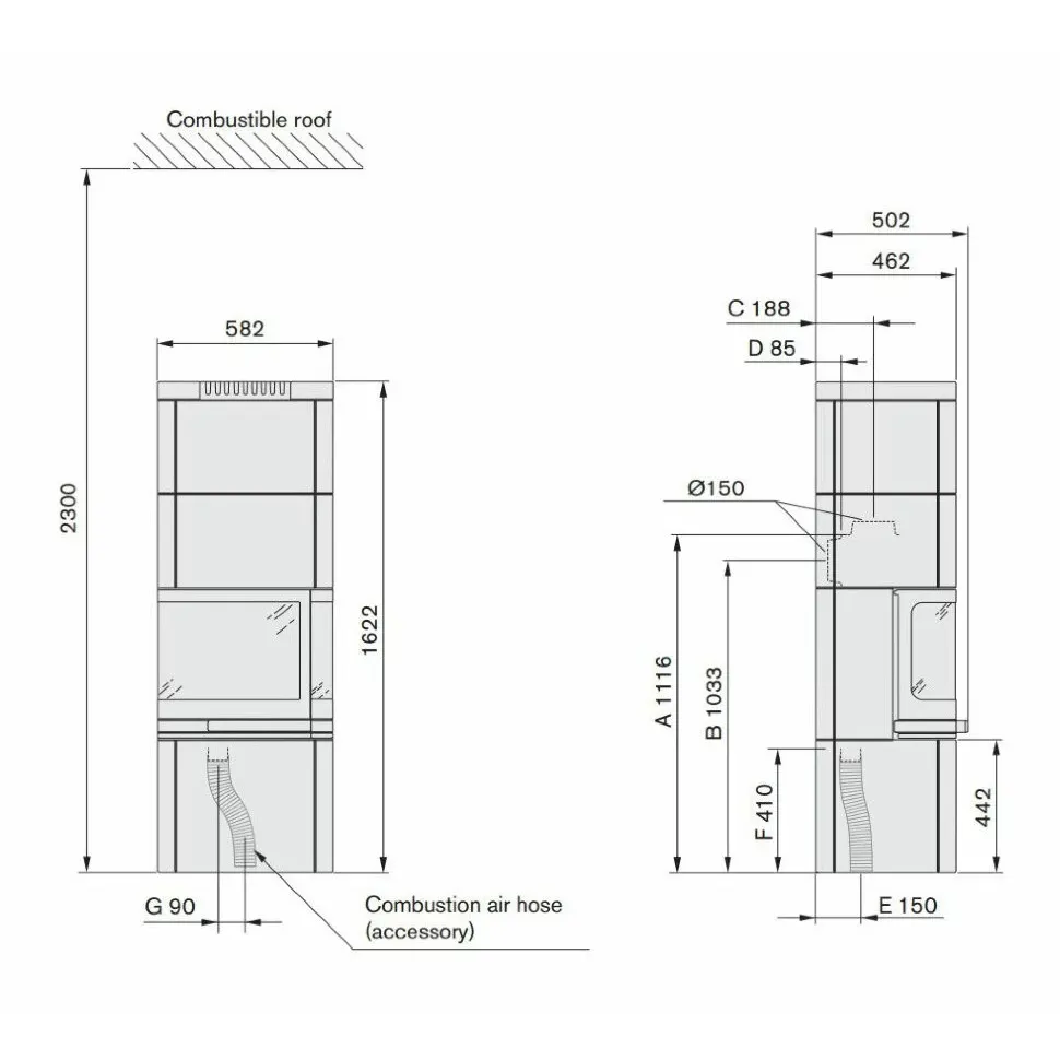 Печь камин Contura 26T высокий 
