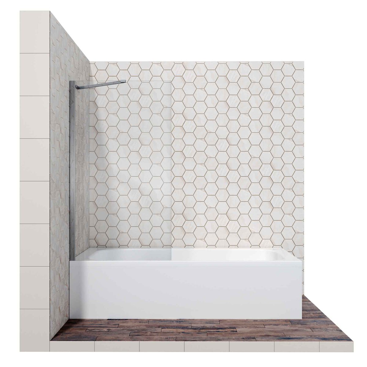 Шторка для ванны Ambassador Bath Screens 16041103 (80х140) хром,стекло прозрачное,неподвижное,1 место 