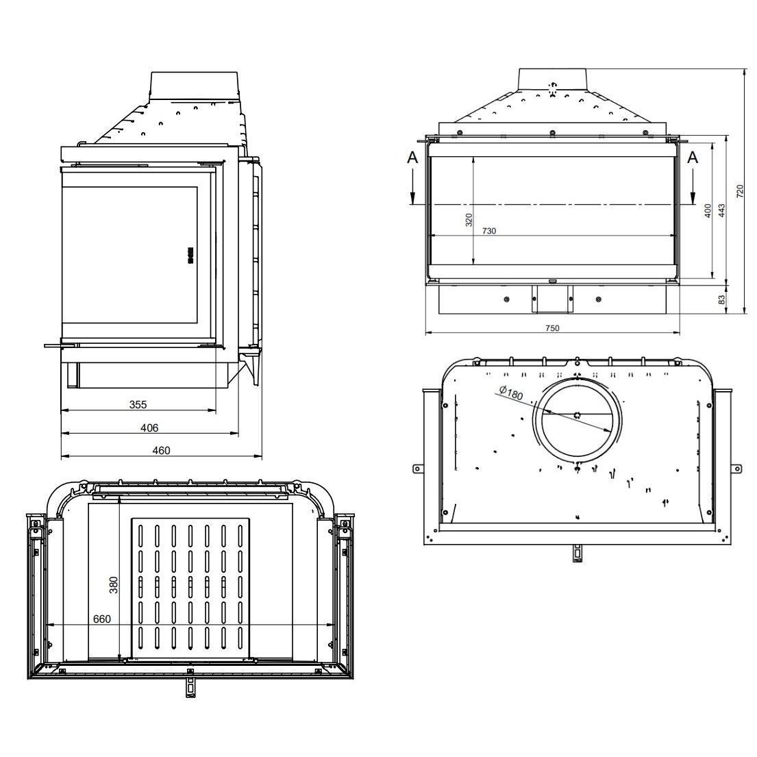 Каминная топка KFD ECO Max 7 3F standard D 