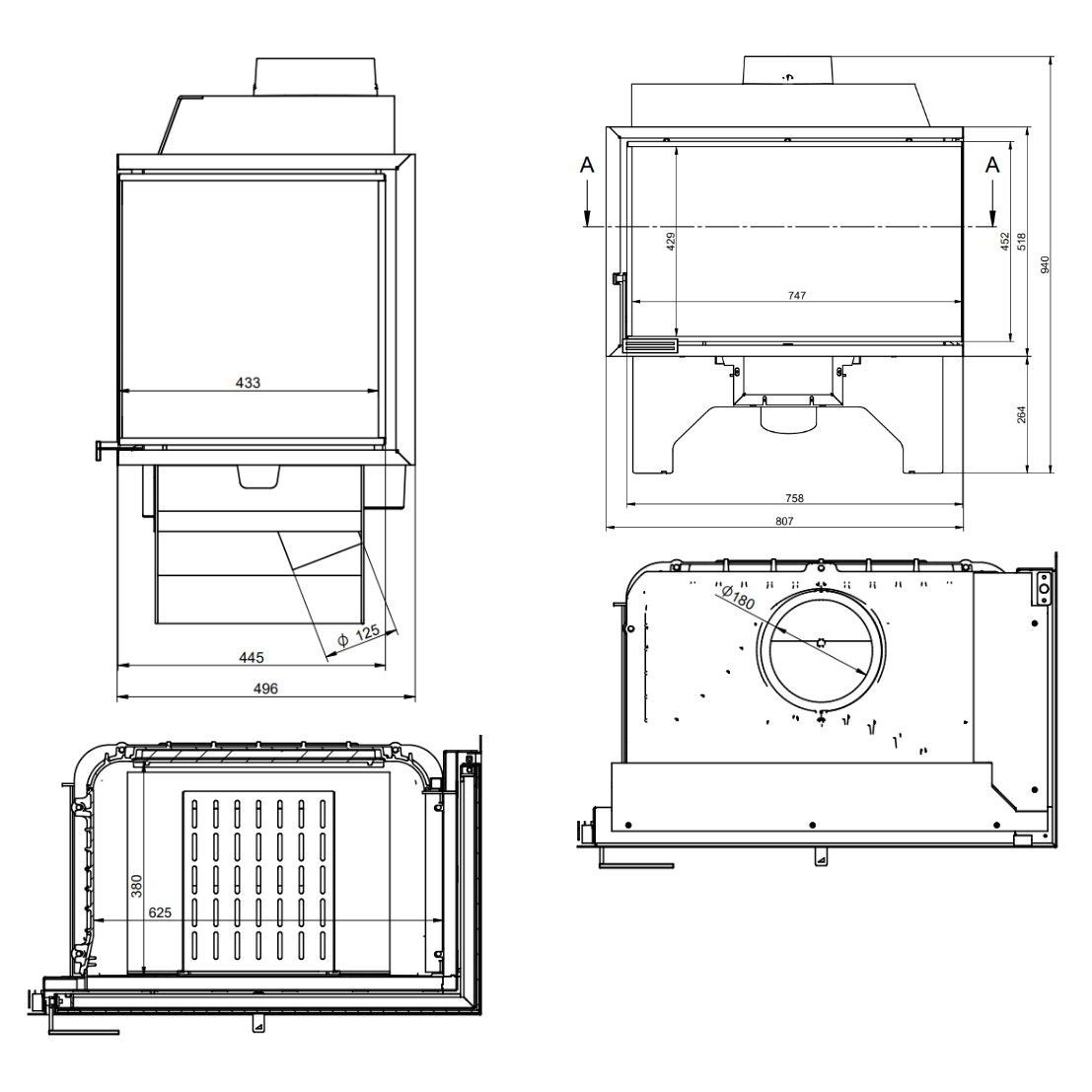 Каминная топка KFD ECO iLux 90 RH 