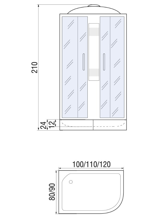 NARA 120/80/24 MT L Душевая кабина с поддоном 