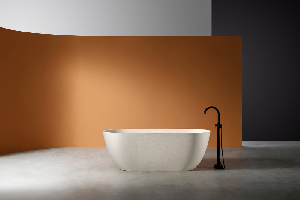 Ванна из искусственного камня Abber Frankfurt 170 х 75 см, светло-бежевая матовая, AM9941MBE 