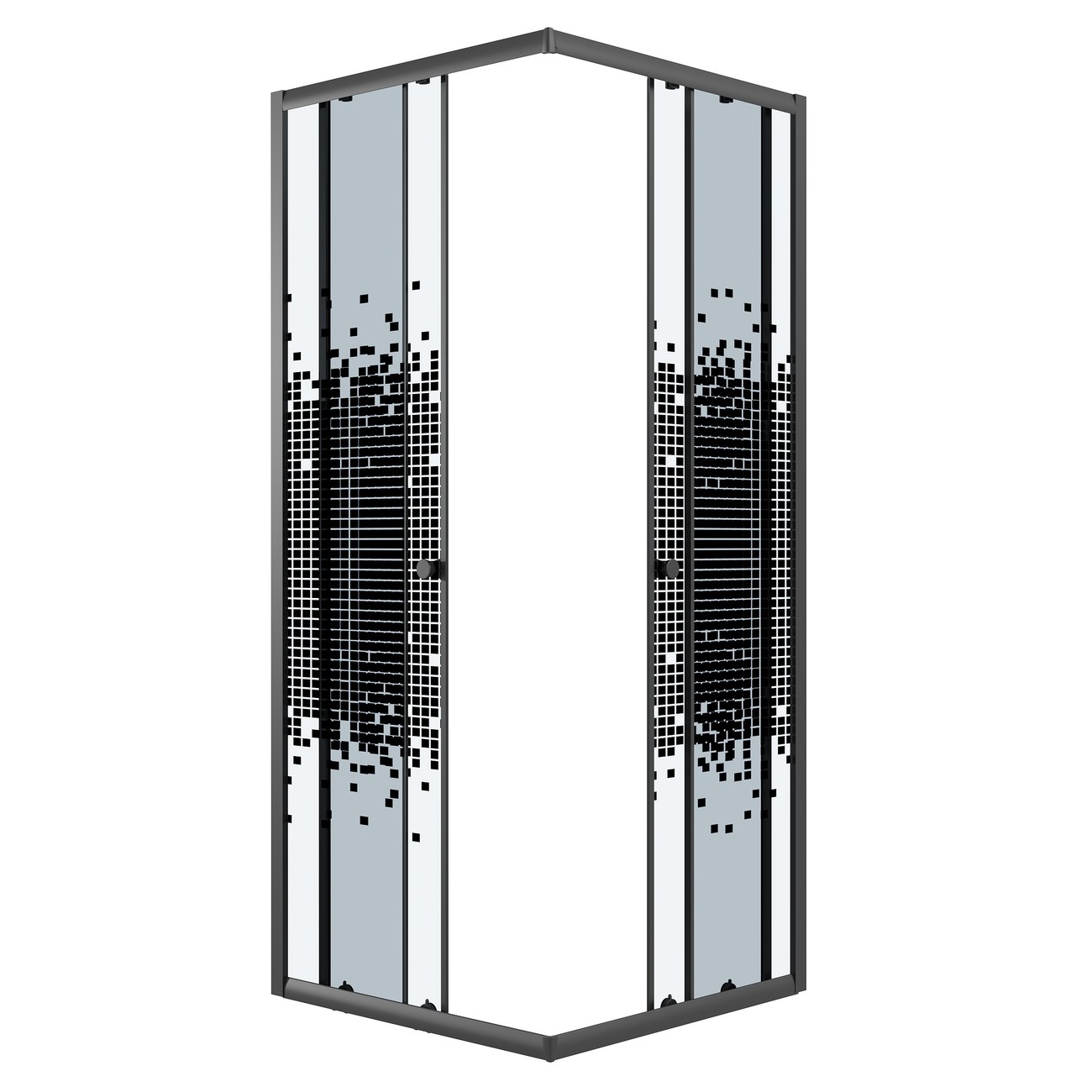 Душевое ограждение Niagara Eco NG-1008-14QBLACK (80х80х190) квадрат,раздвижное,черный,стекло мозаика,1 место 