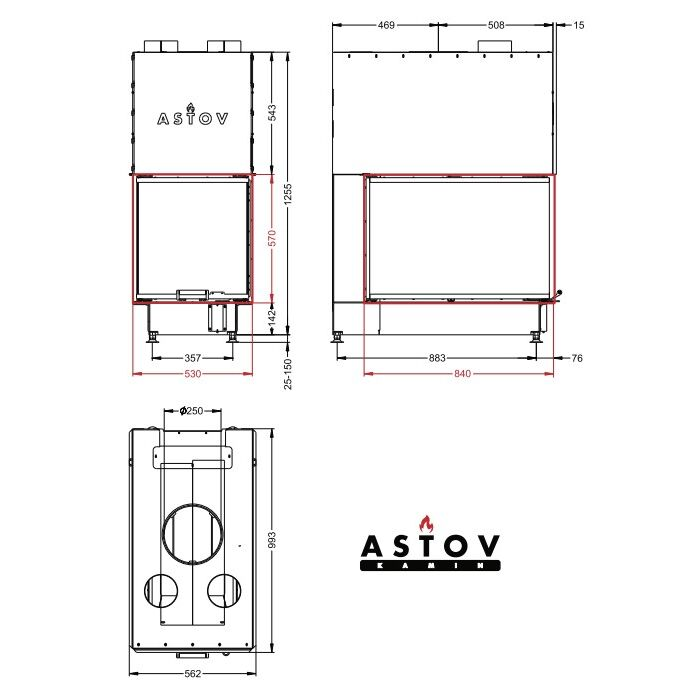 Каминная топка Астов П3С 53(84)57 