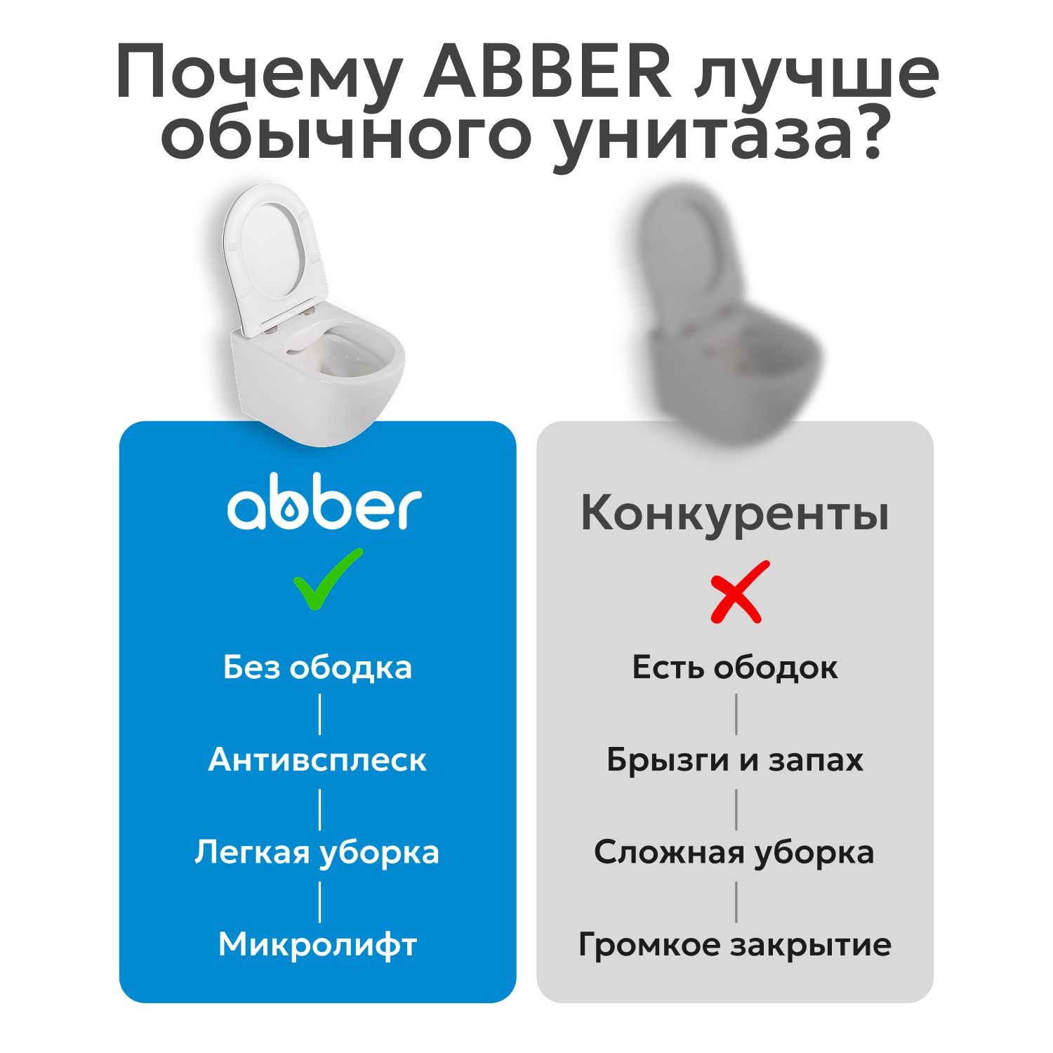 Подвесной унитаз Abber Rechteck AC1201MG, безободковый, сиденье микролифт, серый матовый 