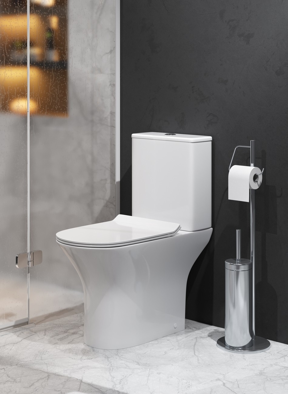 Унитаз напольный Grossman Classic GR-4465S (650х340х790) безободковый,белый с тонкой крышкой,микролифт,2 места 
