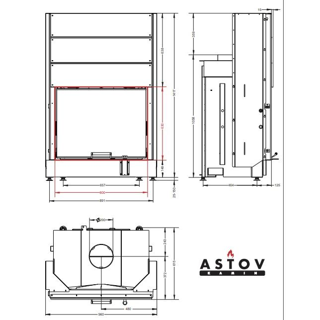 Каминная топка Астов ПС 8063 У 