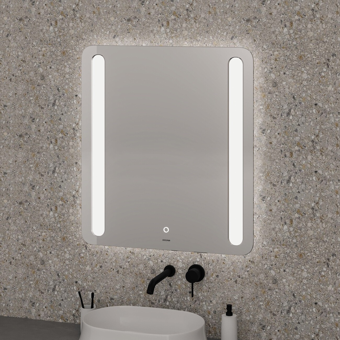 Зеркало LARA (600*800*45) LED с сенсорным выключателем и гравировкой 
