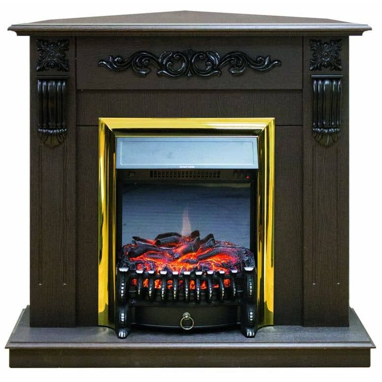 Камин RealFlame Dominica Corner DN с очагом Fobos Lux Brass 
