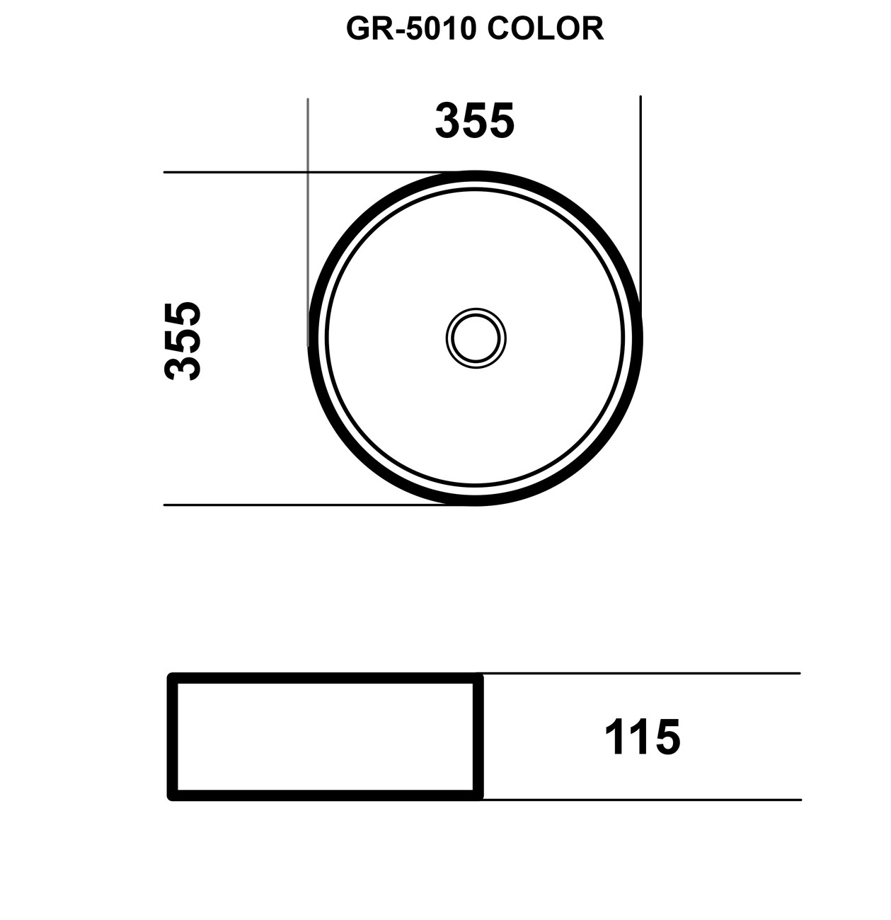 Раковина Grossman GR-5010GBR (355х355х115) золото,черная внутри,1 место 