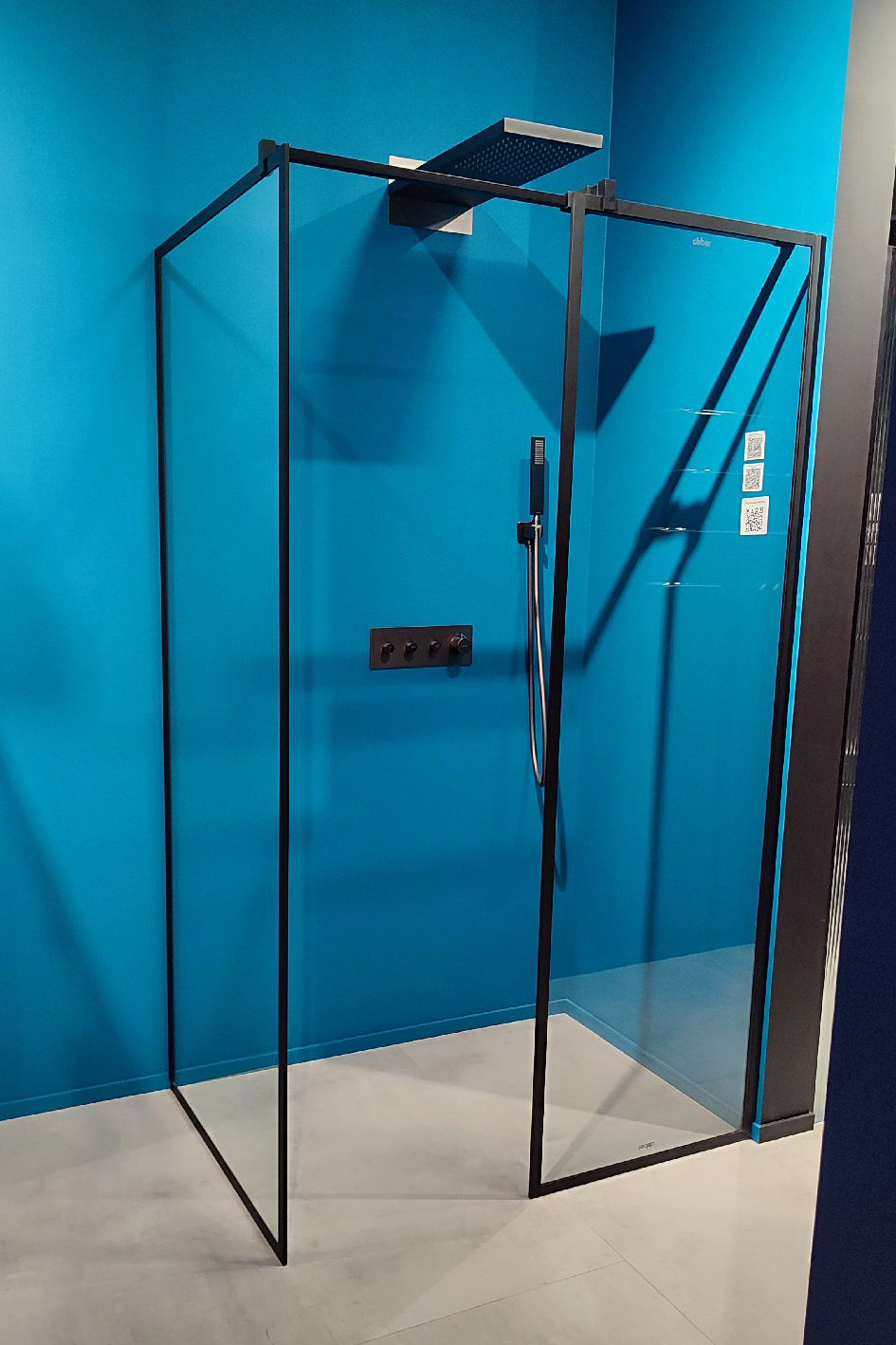 Душевой уголок Abber Immer Offen AG67128B, 120 х 80 см, стекло прозрачное, профиль черный 