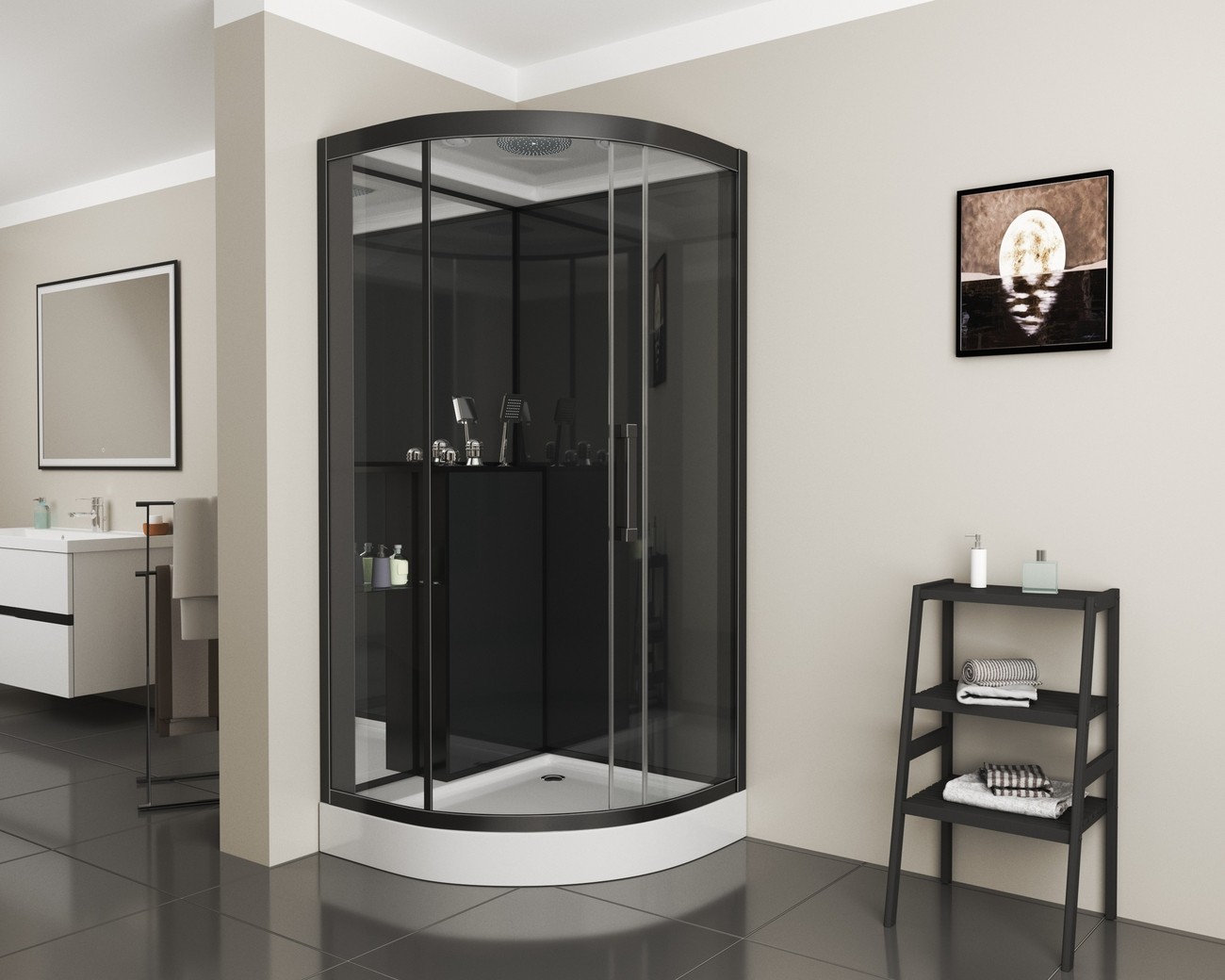 Душевая кабина Grossman 100 x 100 см, четверть круга, черный, GR260 