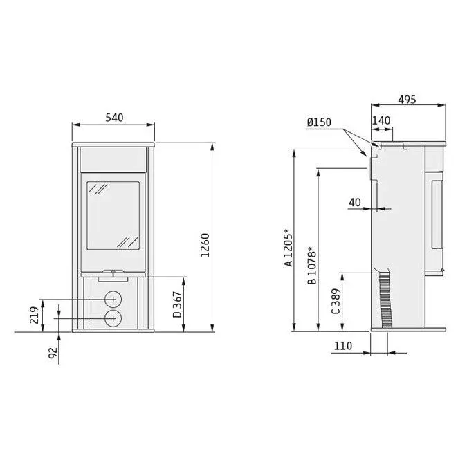 Печь камин Contura 610G:2 Style цвет белый 
