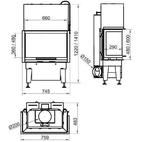 Каминная топка RADIANTE 550/30/48-66.29 H (Hark) 