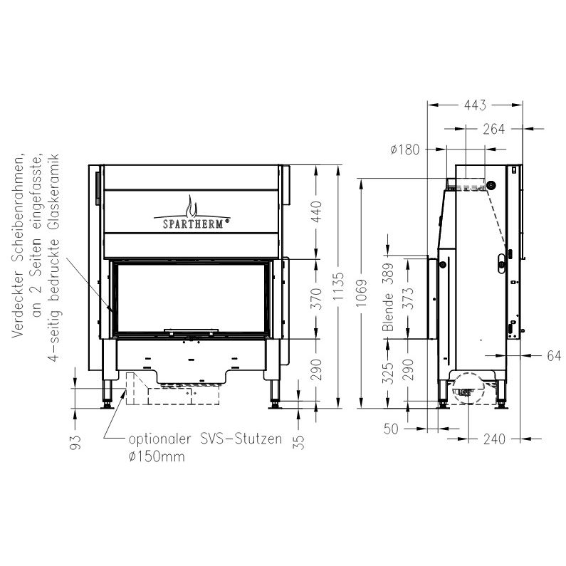 Каминная топка SPARTHERM Varia AS-FDh светлый шамот 