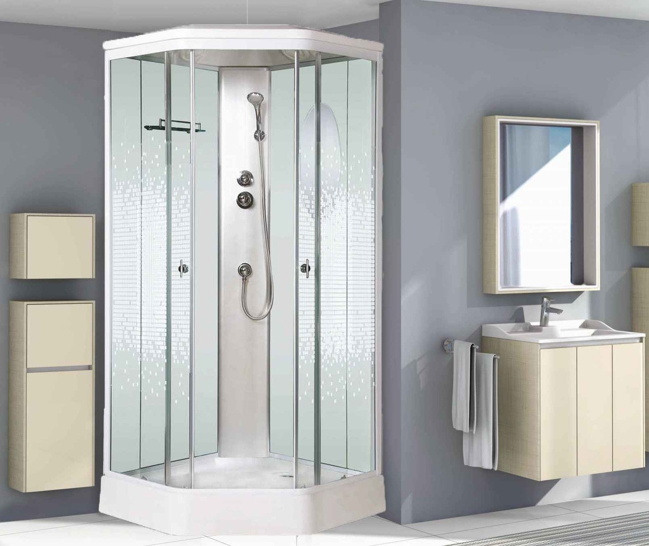 Душевая кабина Niagara Ultra NG-2306-01 (90х90х220) низкий поддон(16см),стекло мозаика,4 места 