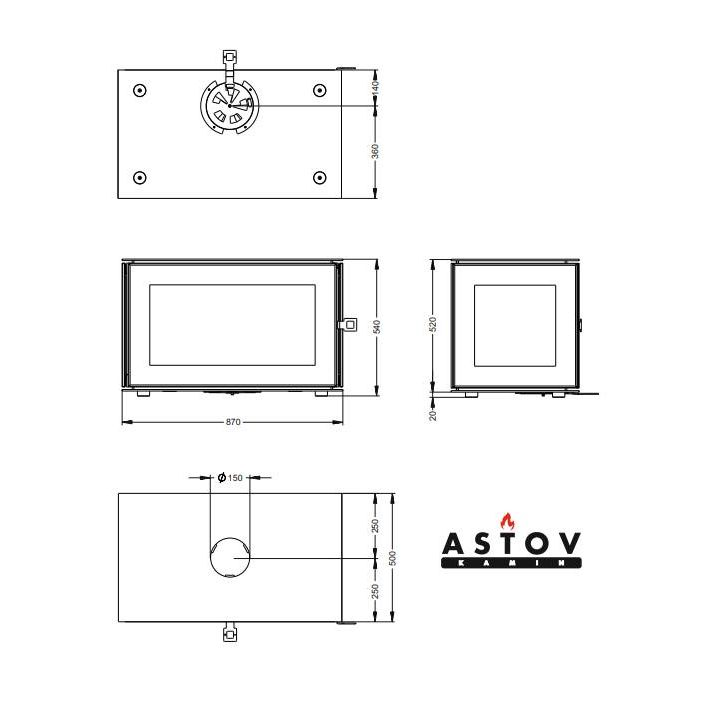 Печь камин Астов КУБ 3С 800 