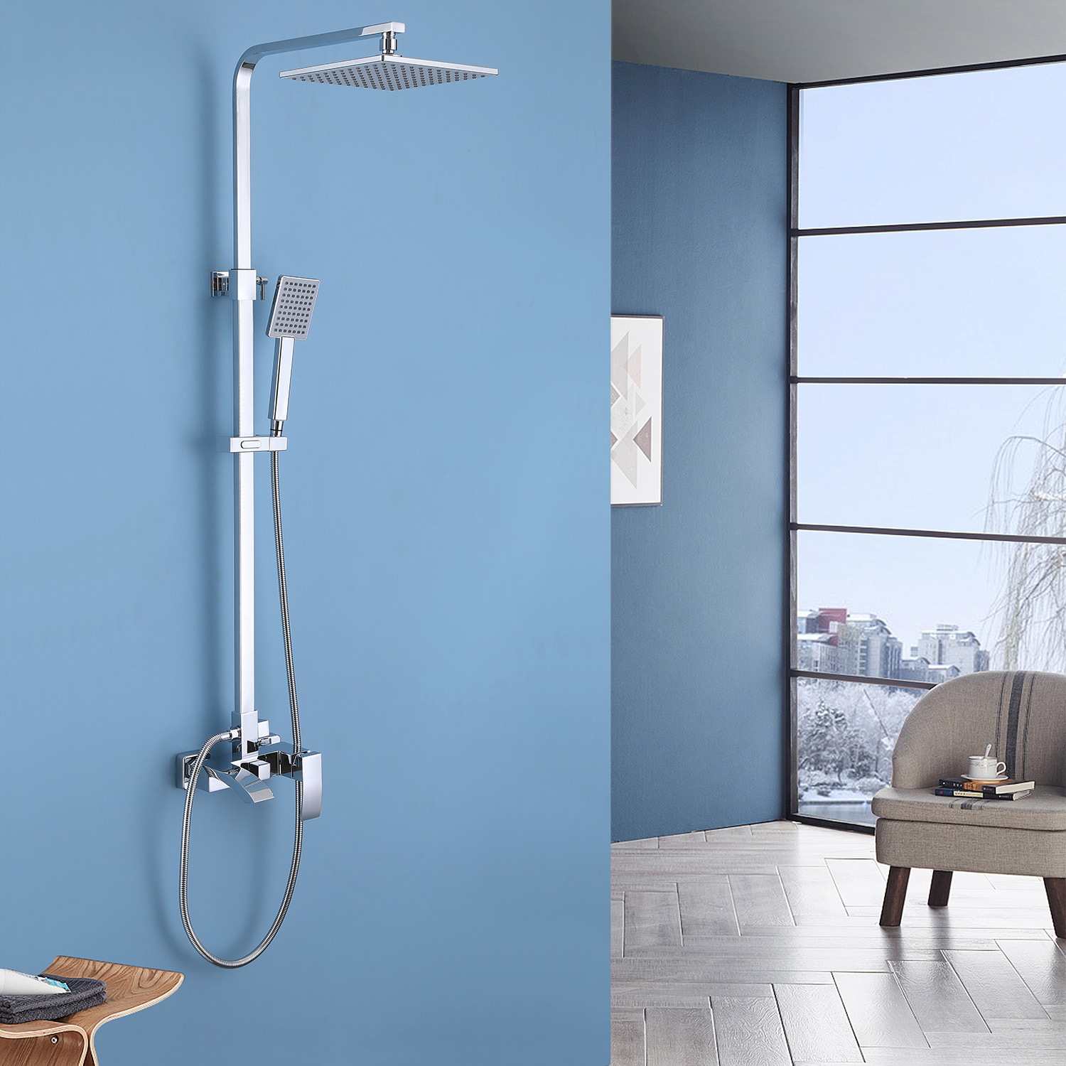 Душевая система Abber Wasserfall AF8616, излив, верхний душ, душевая лейка, хром 