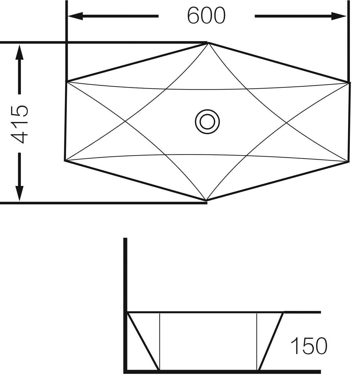Раковина Grossman Diamond GR-3030 (600х415х130) белая,1 место 