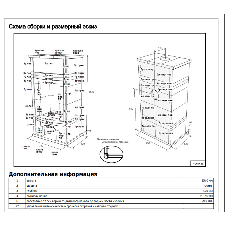 Камин ABX Rondo с топкой York KI 