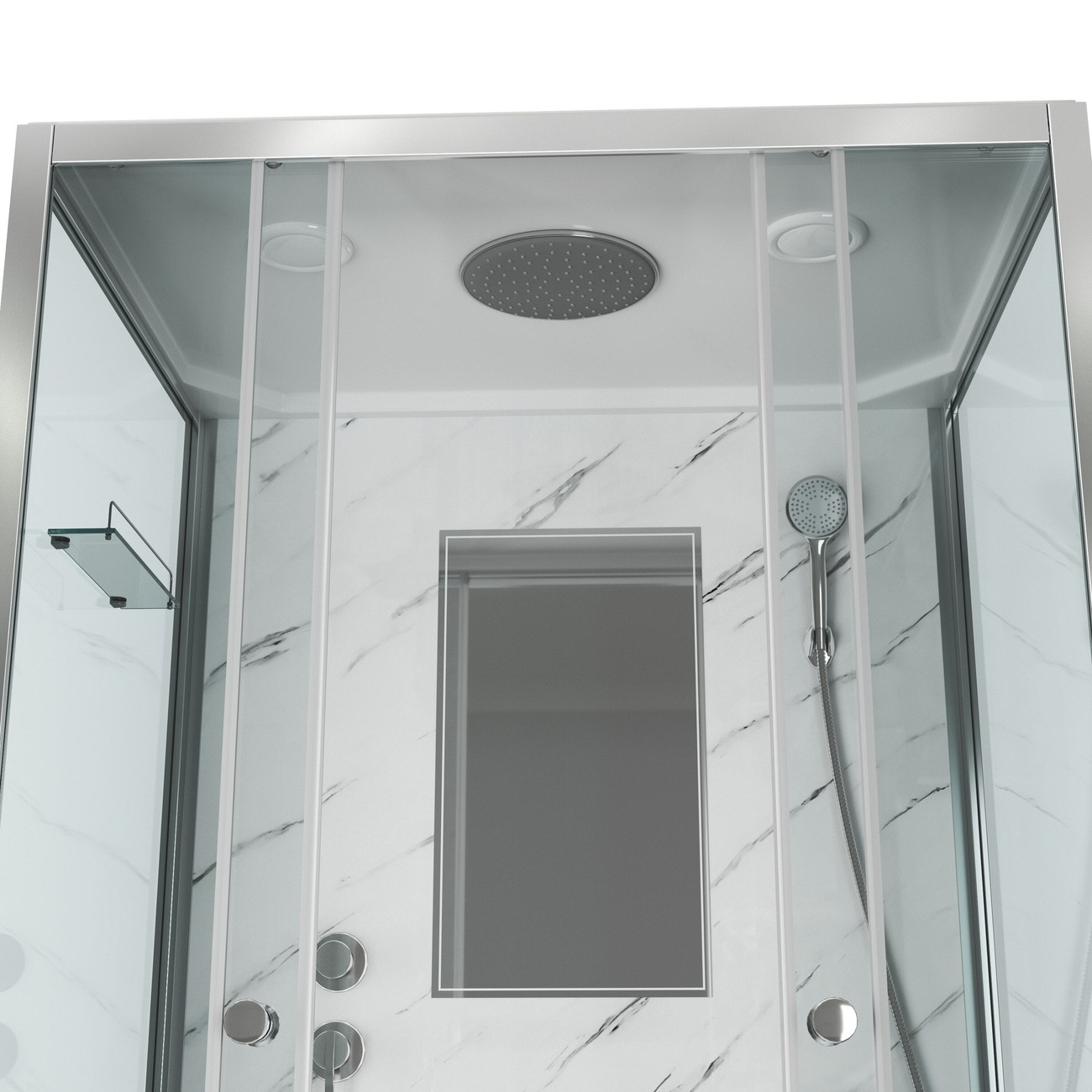 Душевая кабина Niagara Luxe NG-7772QM (120x90х210) низкий поддон(15см),дверь раздвижная,стенки мрамор,4 места 