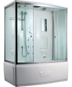 Душевой бокс Timo Lux T-7770, 170 x 88 см, c крышей, высокий поддон, с гидромассажем, стекла прозрачные, профиль хром 