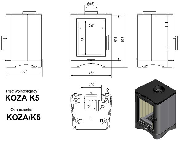 Печь Kratki KOZA/K5/150 