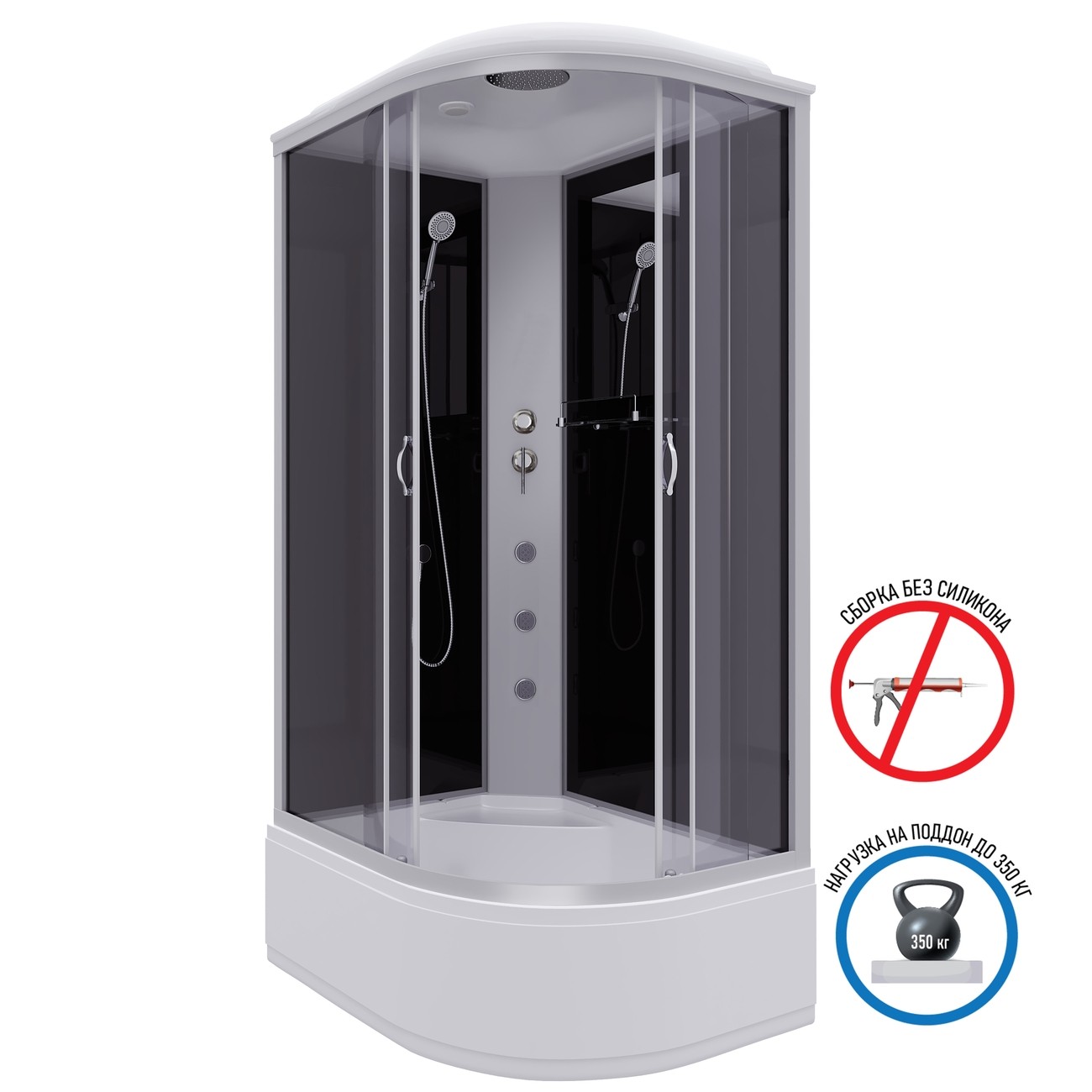 Душевая кабина Niagara Classic NG-2510-14LG (120х80х215) высокий поддон(40см),стекло тонированное,4 места 