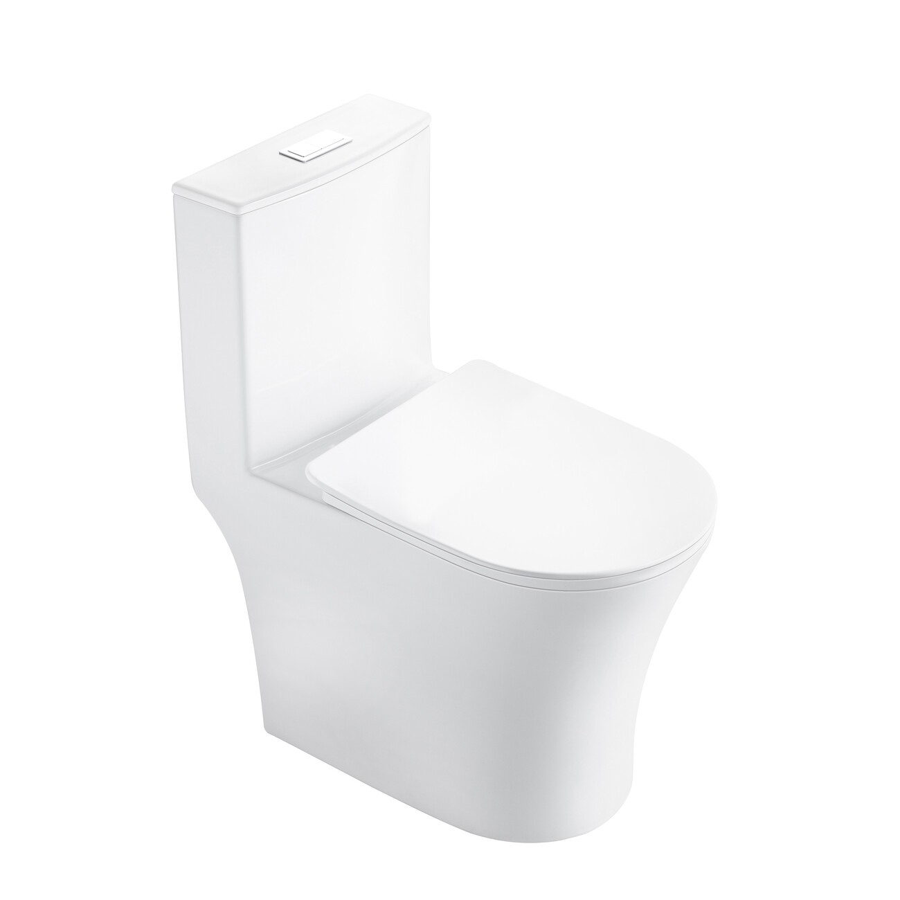 Унитаз напольный Grossman Thin Rim GR-5607SQ (656х370х796) тонкий ободок,белый,моноблок с тонкой крышкой,микролифт,смыв торнадо,1 место 