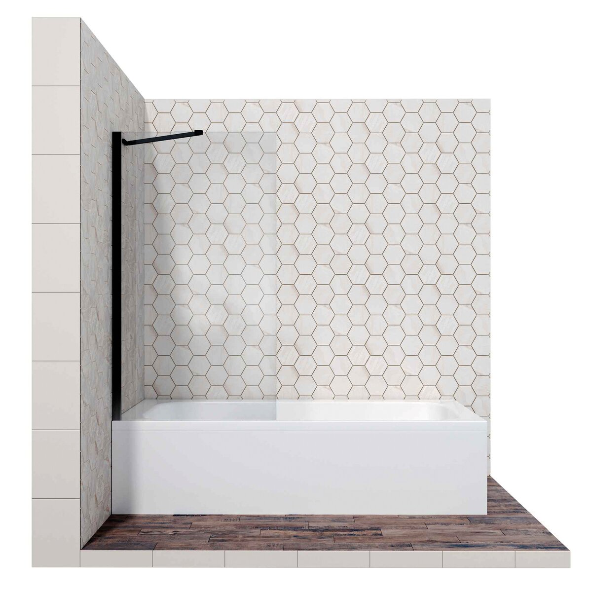 Шторка для ванны Ambassador Bath Screens 16041206 (70х140) черный,стекло прозрачное,неподвижное,1 место 