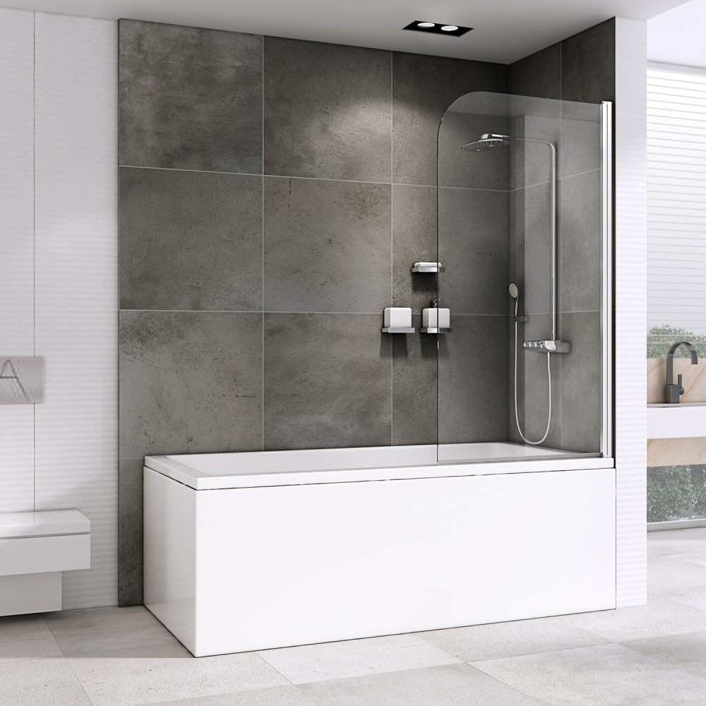 Шторка на ванну Abber Ewiges Wasser, 80 х 140 см, стекло прозрачное, профиль хром, AG52080 