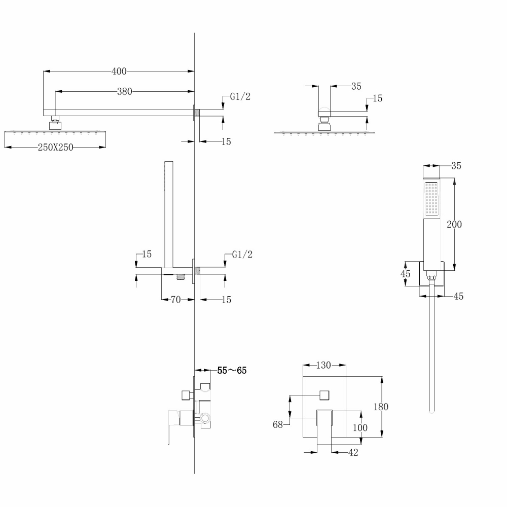Душевая система Abber Daheim AF8219W, белый матовый 