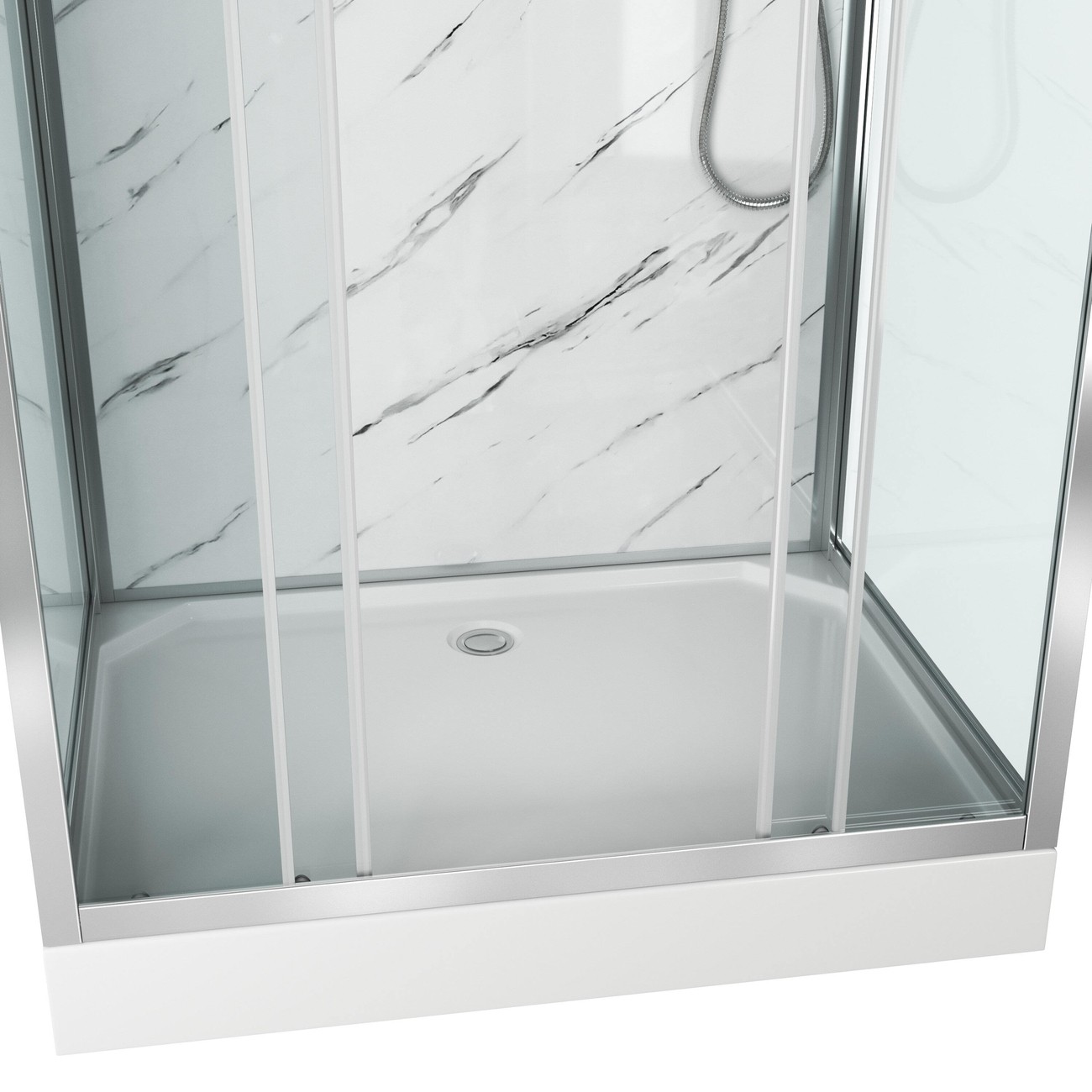 Душевая кабина Niagara Luxe NG-7772QM (120x90х210) низкий поддон(15см),дверь раздвижная,стенки мрамор,4 места 