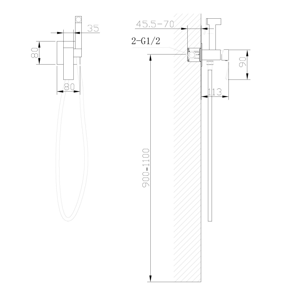 Гигиенический душ Abber Wasserfall, AF8625, со смесителем, хром 