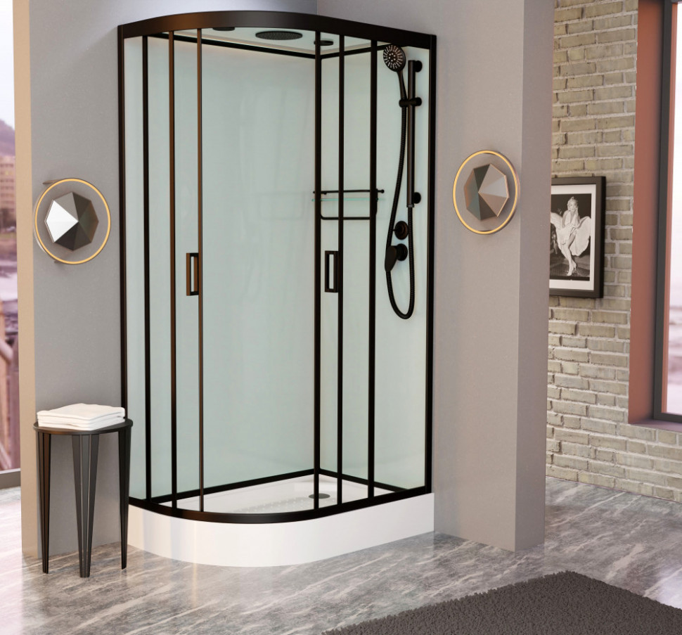 Душевая кабина Frank F411R Black 110х80 см правосторонняя, 114115 