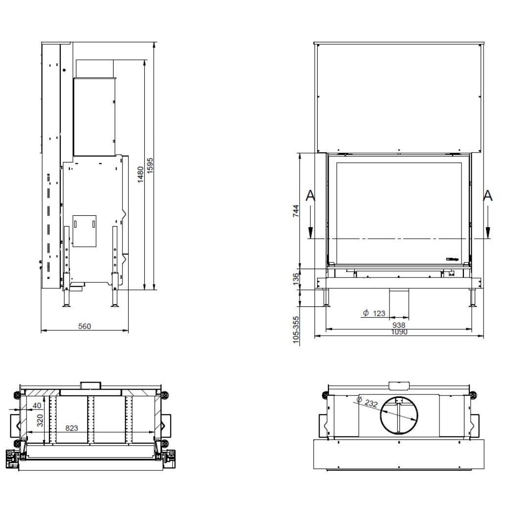 Каминная топка KFD Linea DF V 1190 4.0 