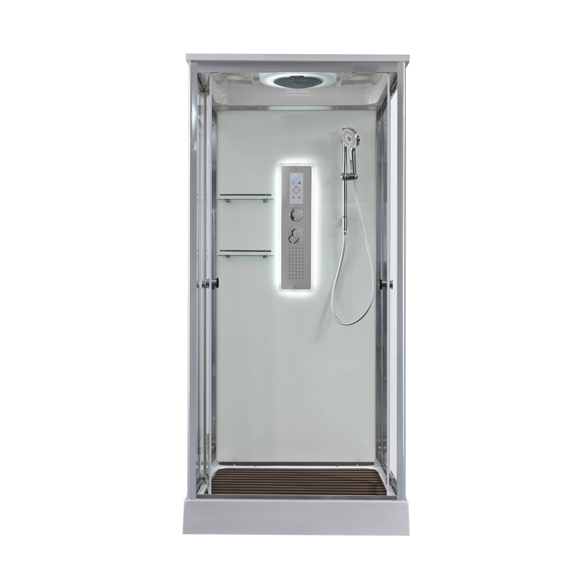Душевая кабина AvaCan V2090LED 78243, 90 x 90 см, с LED подсветкой, с крышей, поддон низкий, стекло прозрачное, профиль хром 