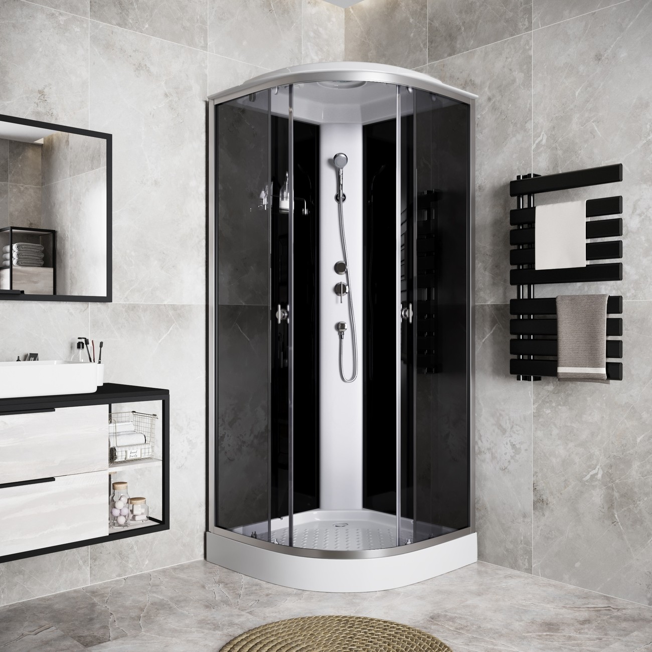 Душевая кабина Niagara Eco E90/13/TN, 90 х 90 см, с крышей, стекло тонированное, профиль хром 