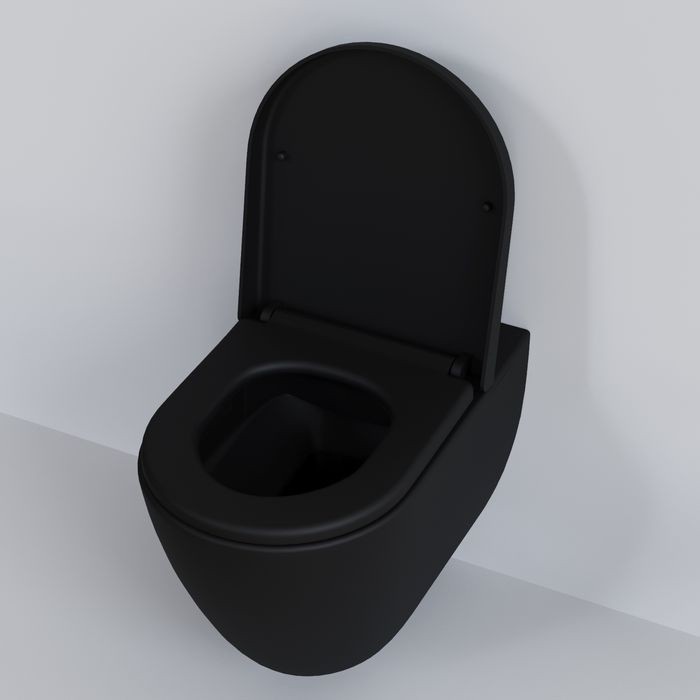 Унитаз Queen 113T20201R (570*360*400) ЧЁРНЫЙ МАТОВЫЙ подвесной БЕЗОБОДКОВЫЙ, 1 место 