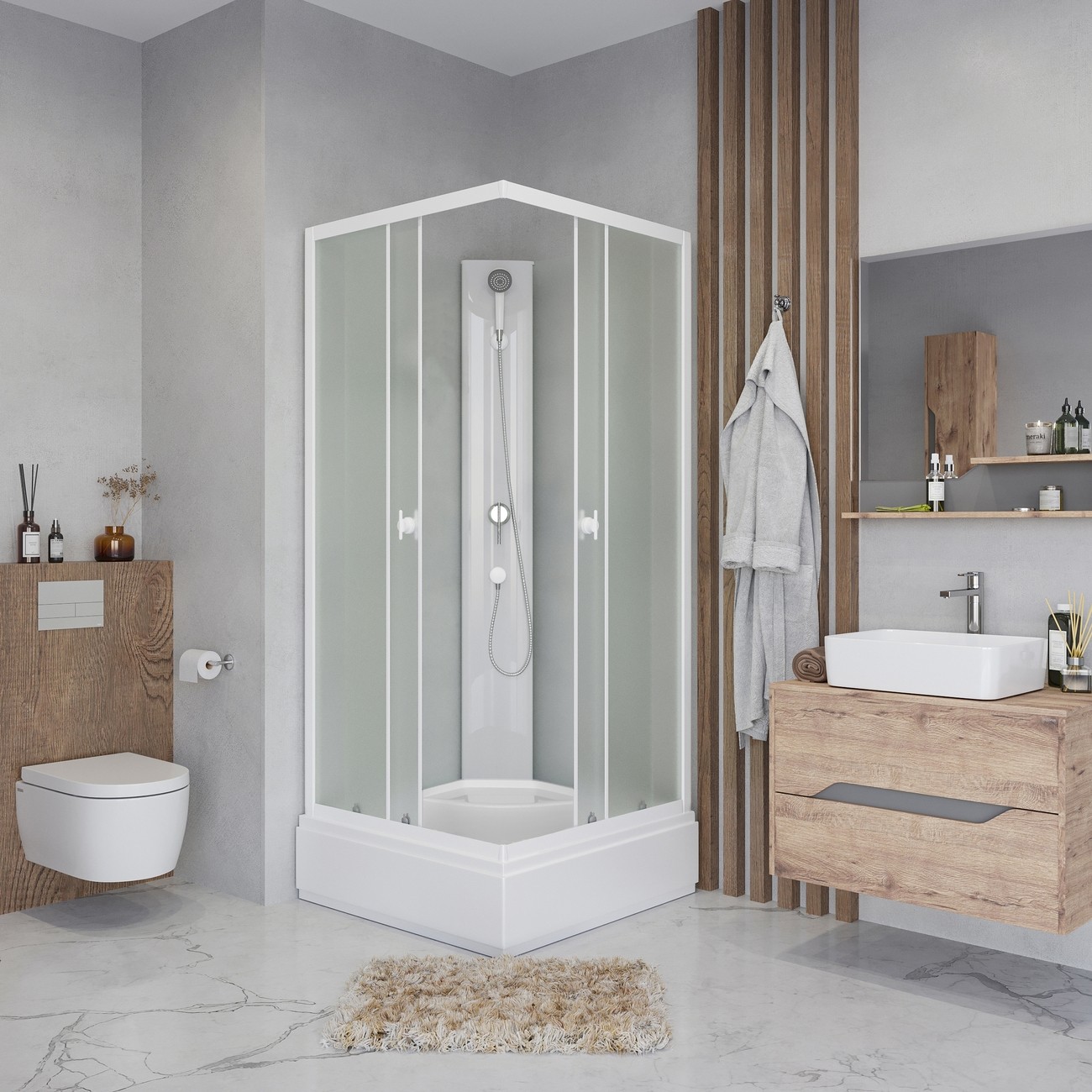 Душевая кабина Niagara Promo P90/26Q/MT/BK, 90 x 90 см, стекло матовое, профиль белый 