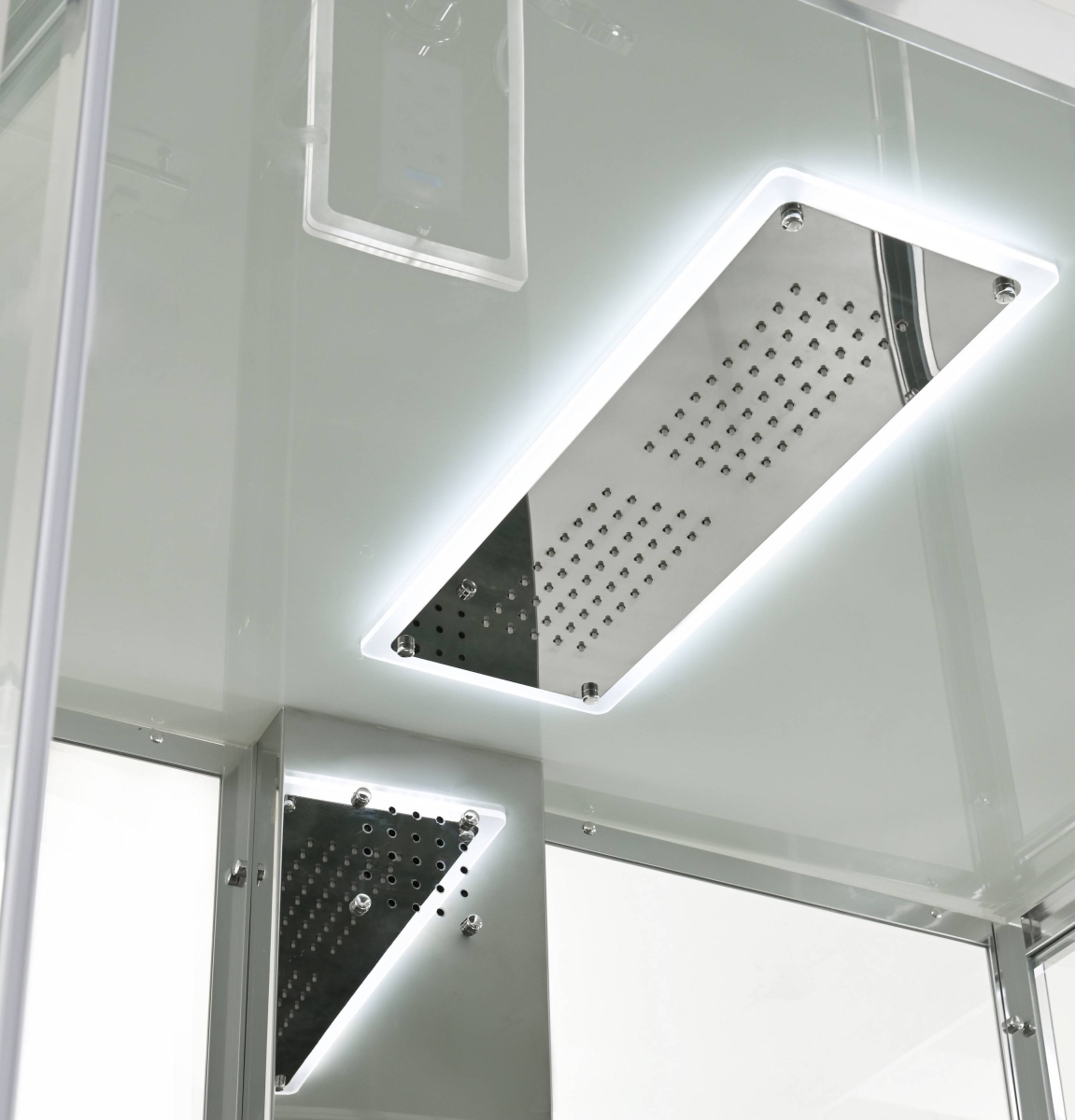 Душевая кабина AvaCan Z1911LED, 78264, 110 x 90 см, крыша белый матовый, с LED подсветкой, с гидромассажем, с электрикой, поддон низкий, стекло прозрачное, профиль хром 