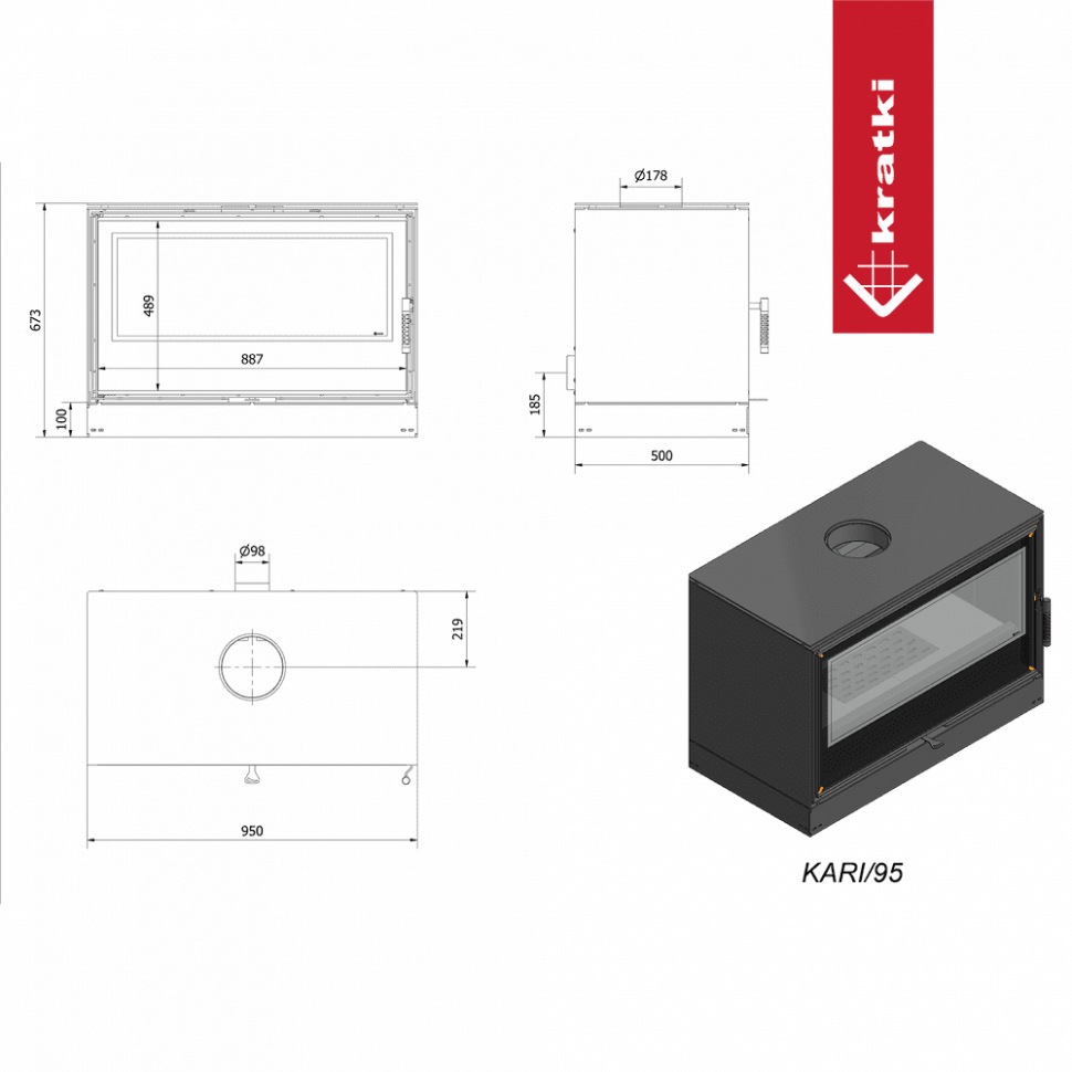Печь Kratki PRO KARI 95 