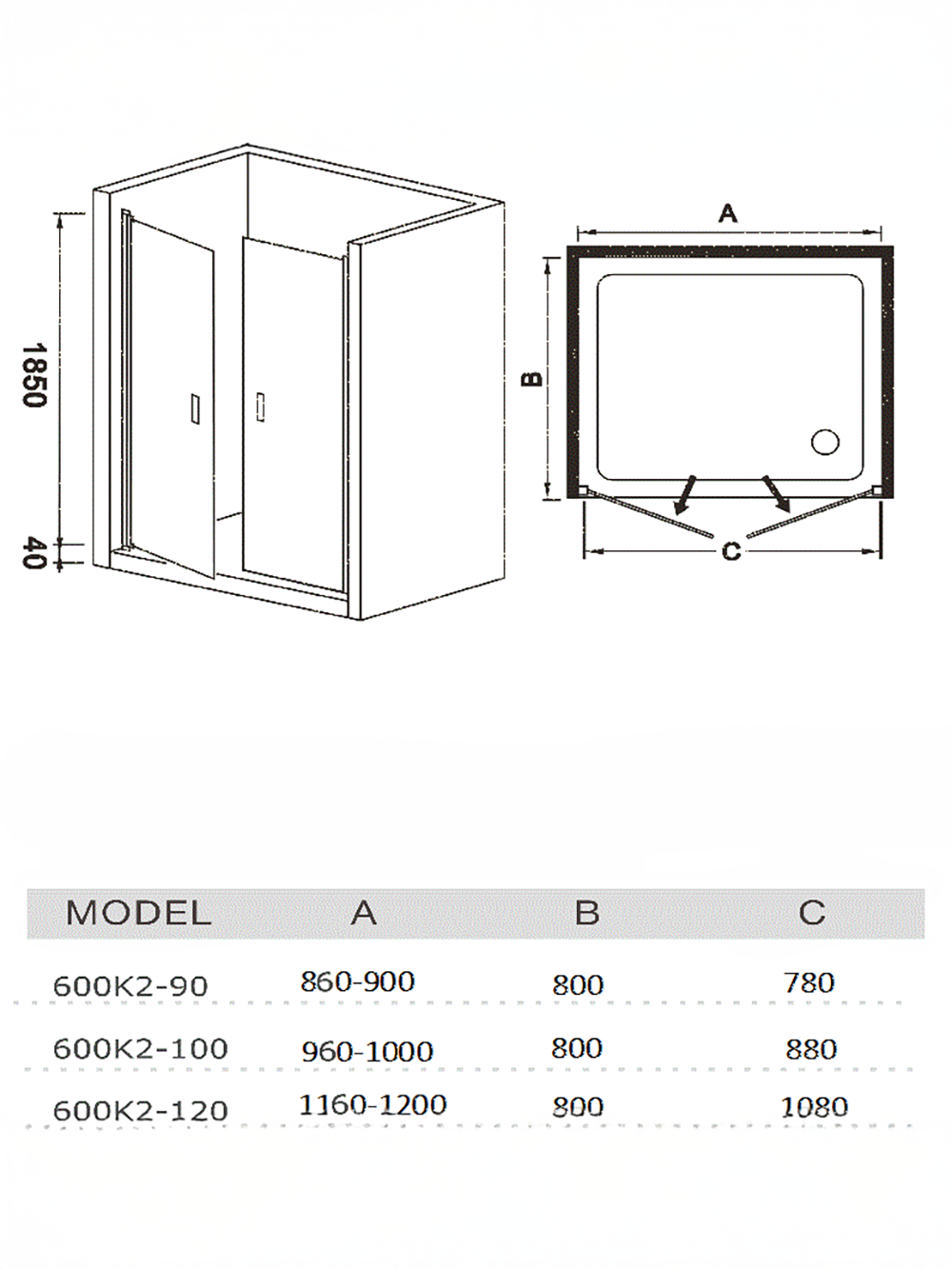 Душевые двери WeltWasser WW 600K2-100 