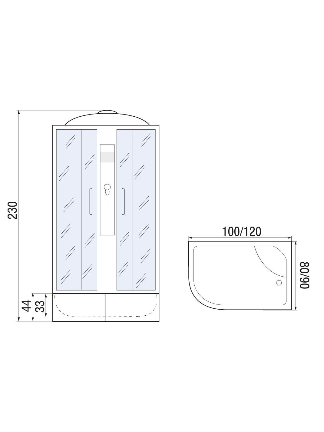 DESNA XL 100/80/44 MT R Душевая кабина с поддоном 