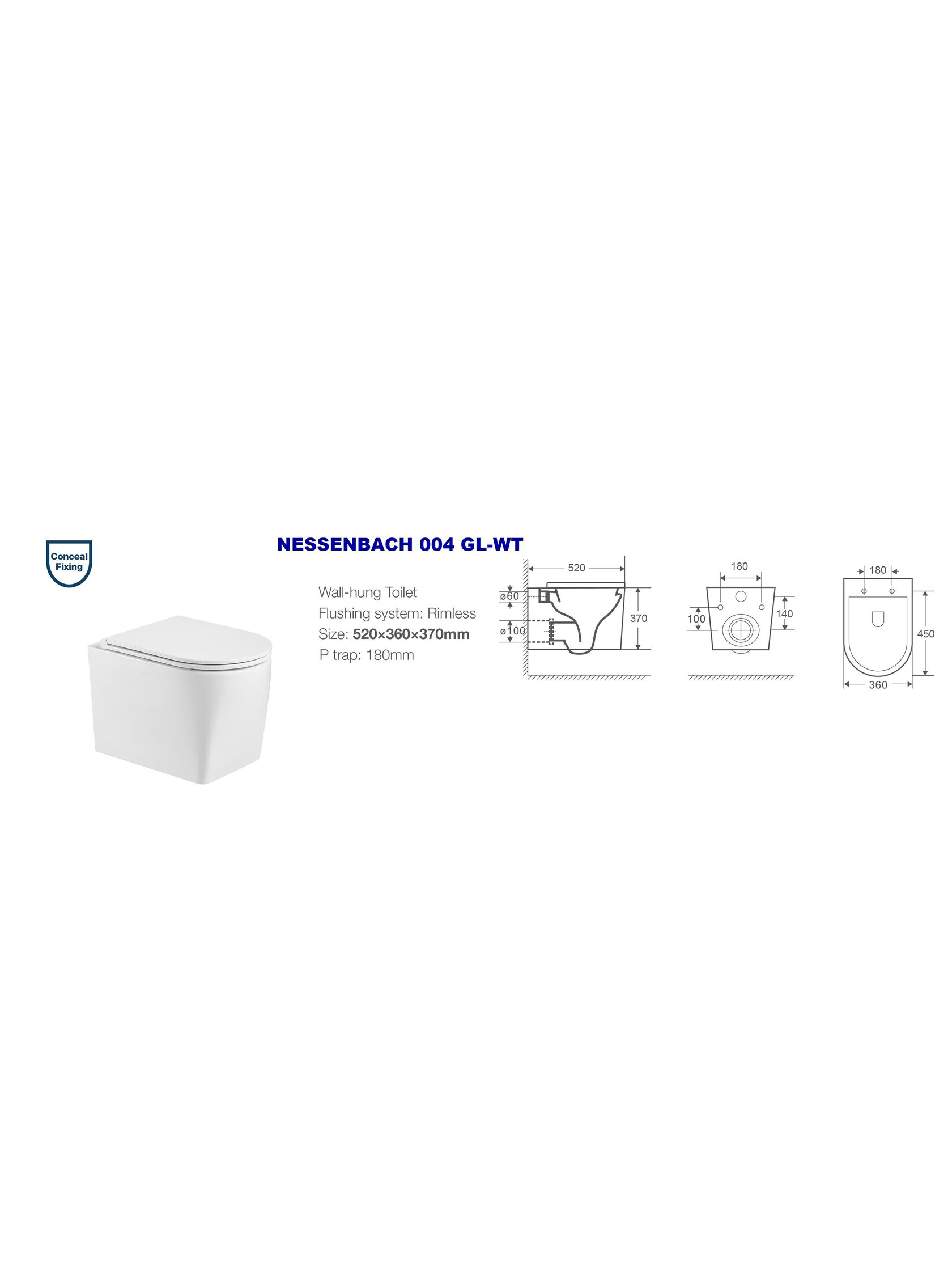 WW NESENBACH 004 GL-WT Унитаз подвесной 
