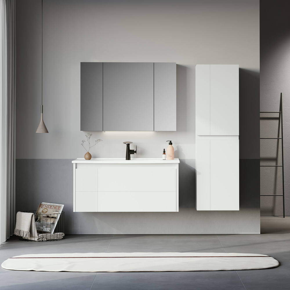 Тумба с раковиной Orka Likya 5002490, 100 см, подвесная, цвет белый матовый 
