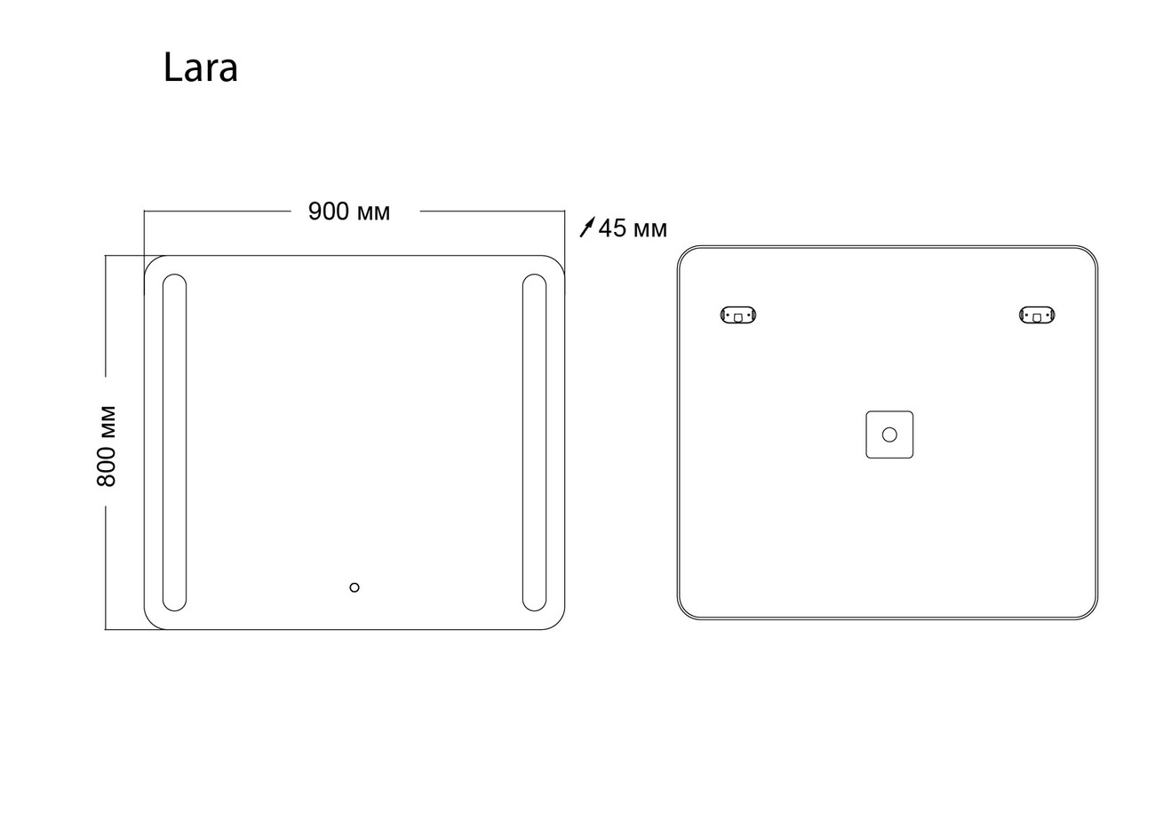 Зеркало LARA (900*800*45) LED с сенсорным выключателем и гравировкой 