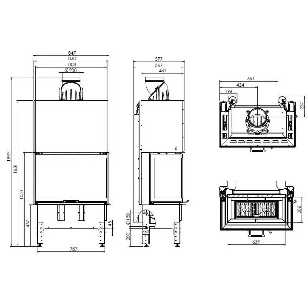 Каминная топка Hitze Trinity 80x35x53 G 