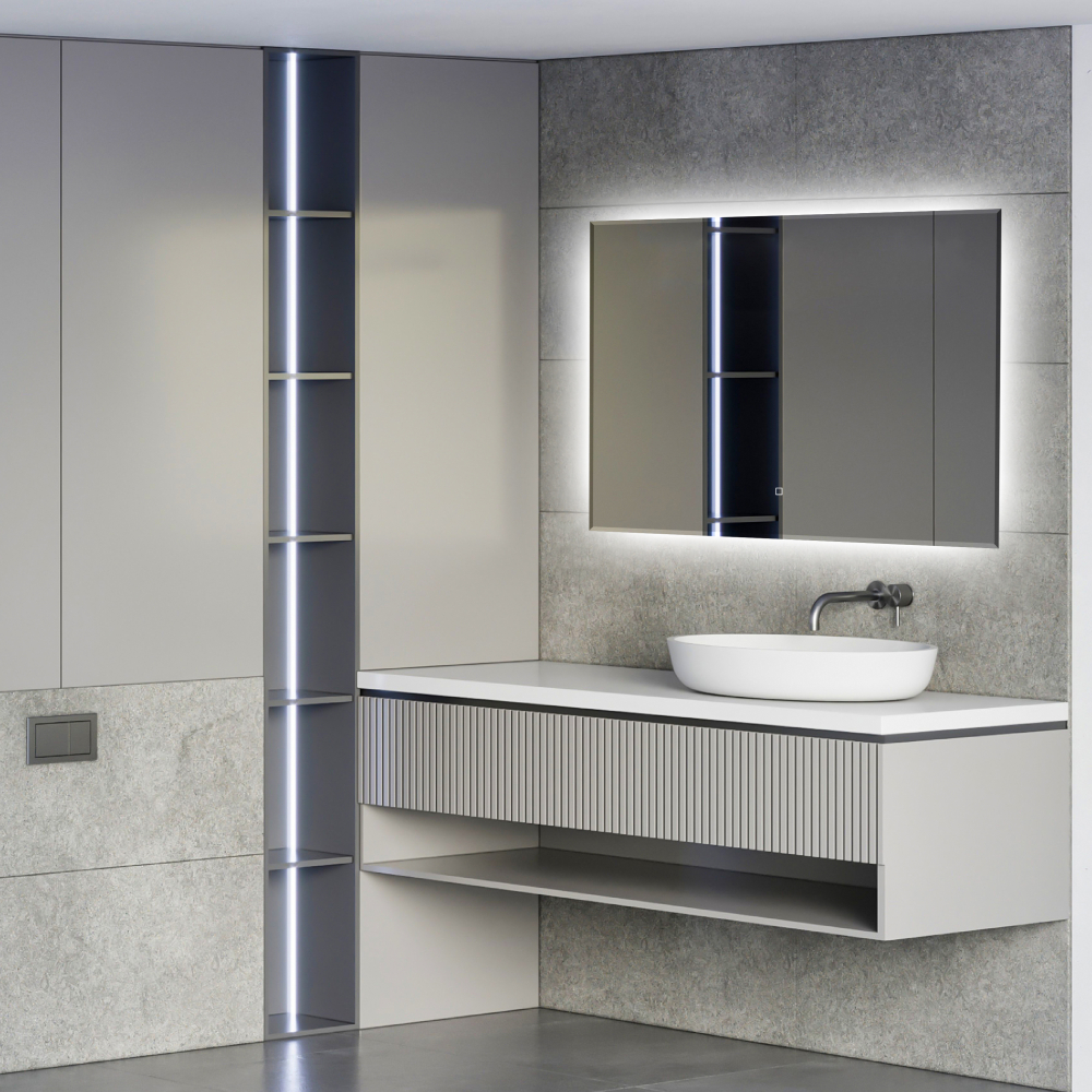 Зеркало Abber See AG6103SL-0.8, 80 см, с подсветкой, сенсорный выключатель, цвет белый 