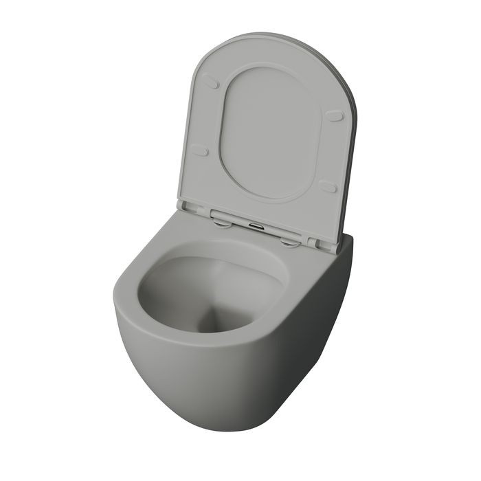 Унитаз подвесной Grossman Color GR-4455GMS (495х365х375) безободковый,серый матовый с тонкой крышкой,микролифт,1 место 